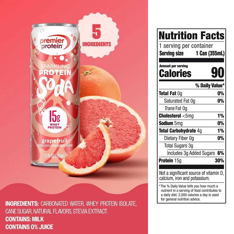 Premier Protein Ready To Drink Grapefruit Whey Protein Isolate Shakes - 15g Protein - 4pk/12 fl oz