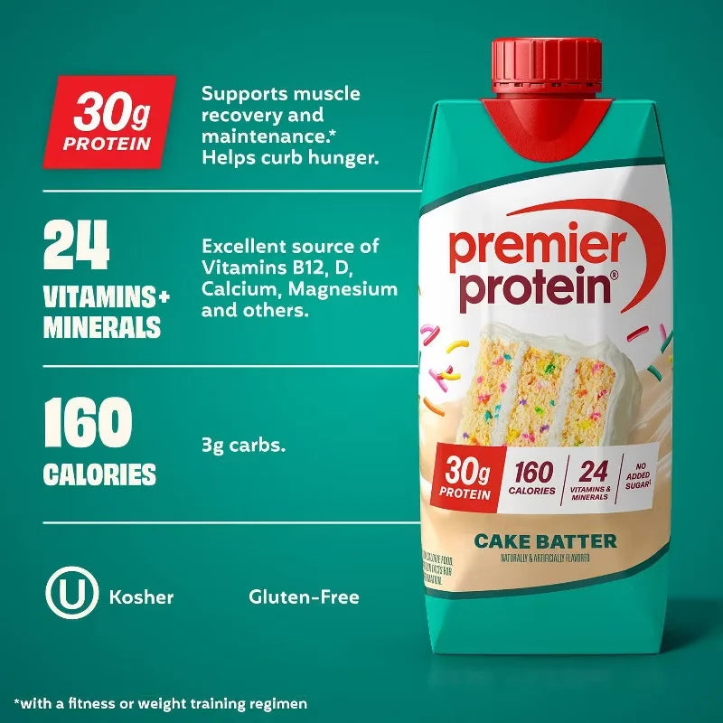 Premier Protein Nutritional Shake Cake Batter Non-Caffeinated - 11 fl oz/4pk