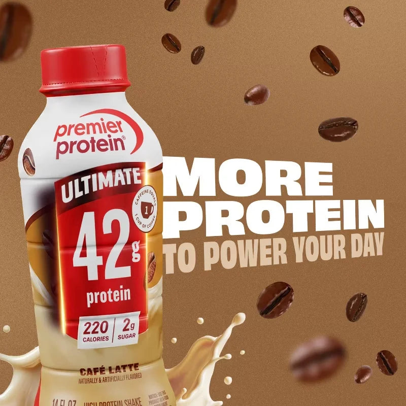 Premier Protein Ready To Drink Cafe Latte Caffeinated Milk Protein Shakes - 42g Protein - 4pk/14 fl oz