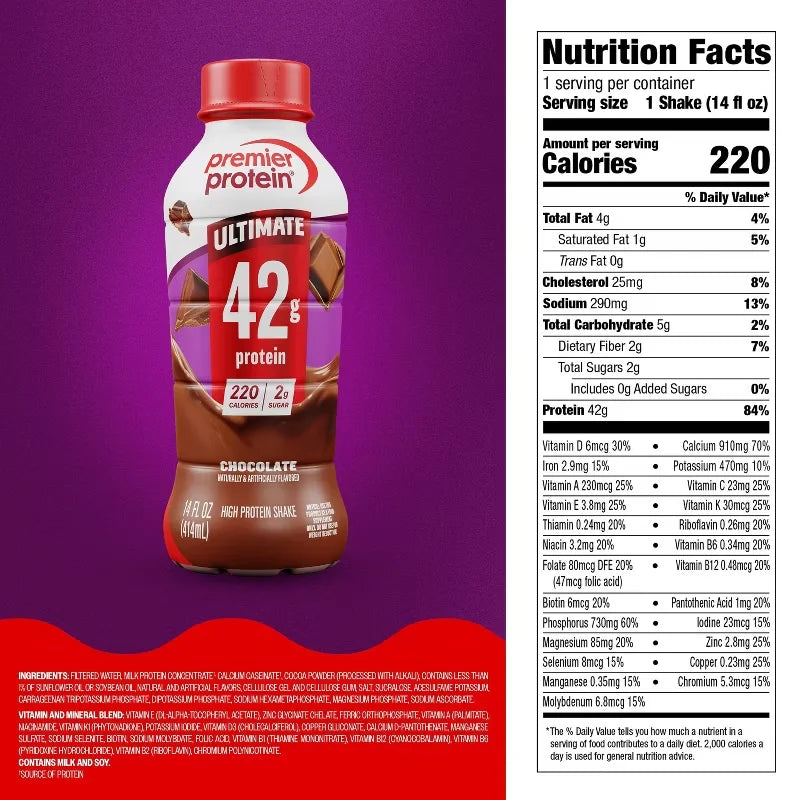 Premier Protein Ready To Drink Chocolate Milk Protein Shakes - 42g Protein - 4pk/14 fl oz